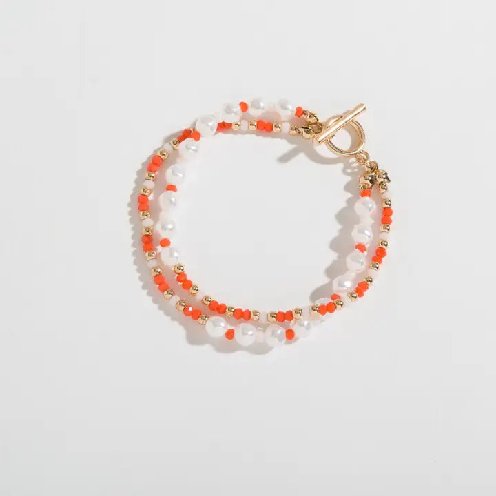 Seed & Pearl Layered Toggle Bracelet