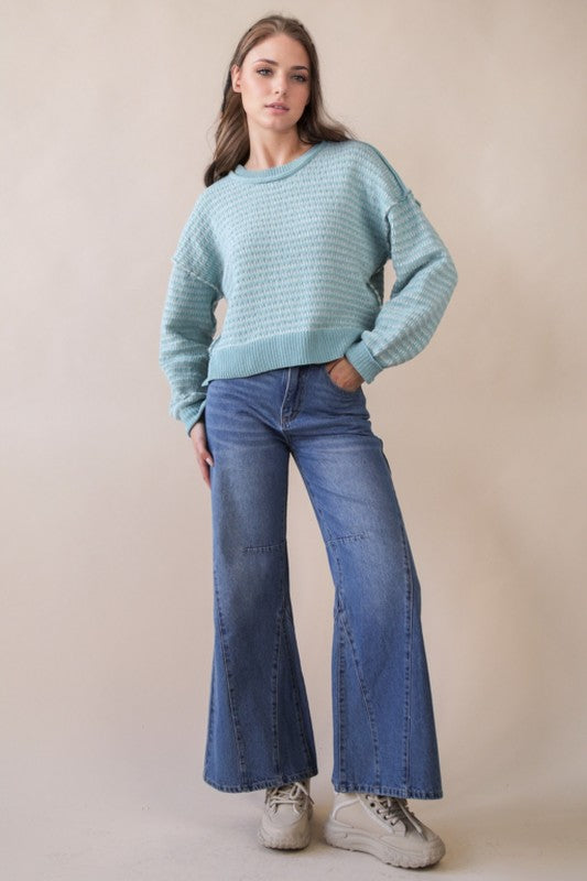 Sage Textured Knit Sweater