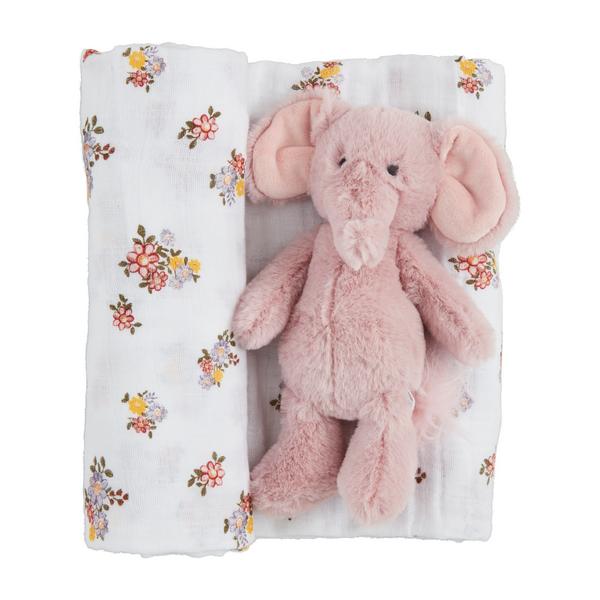 Floral Swaddle & Rattle Set