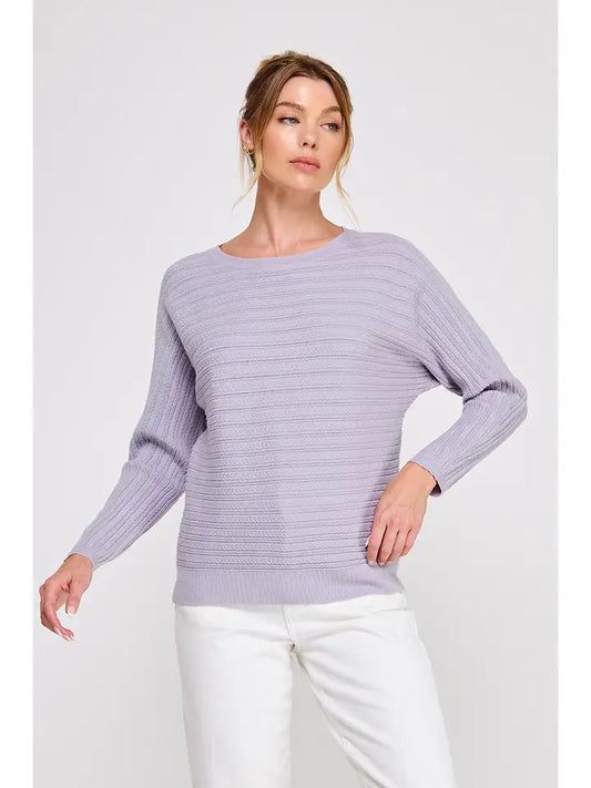Dusty Lilac Braided Pointelle Sweater