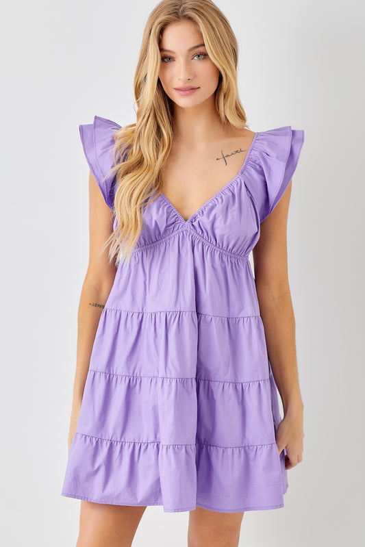 Grape Tiered Mini Dress