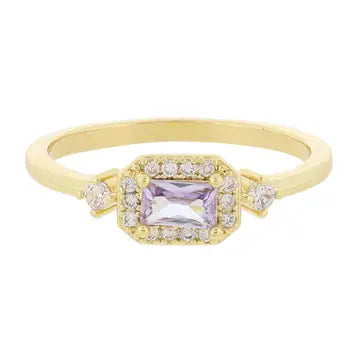 18K Gold Plated Baquette crystal outline ring