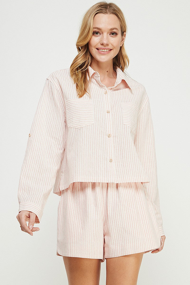 Strawberry Striped Linen Shirt