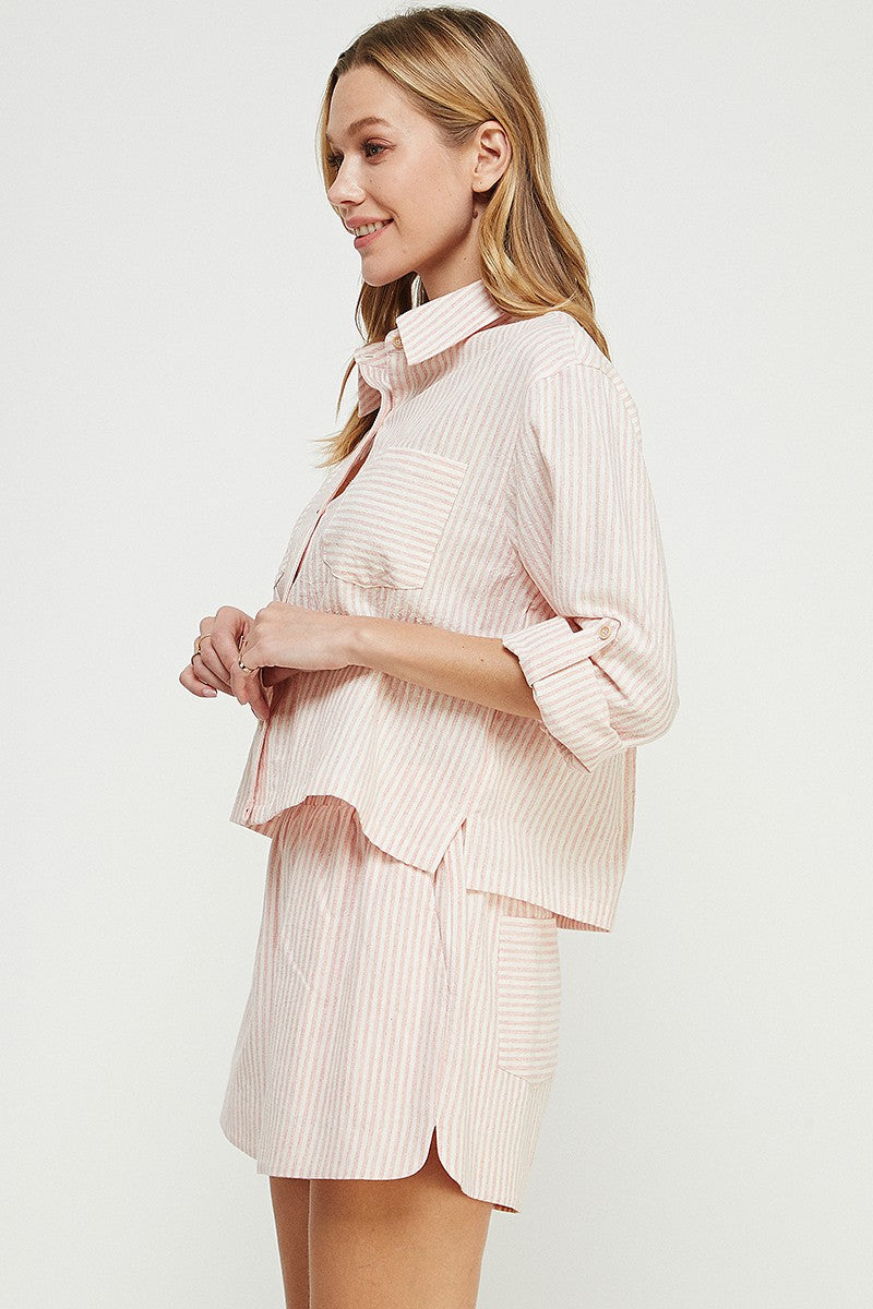 Strawberry Striped Linen Shirt