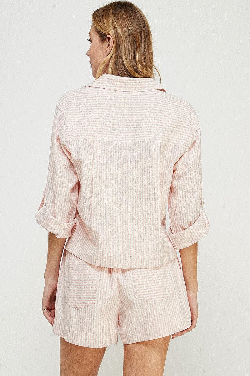 Strawberry Striped Linen Shirt