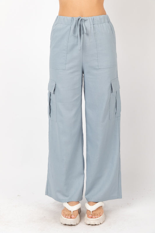 Sky Blue Woven Cargo Pants