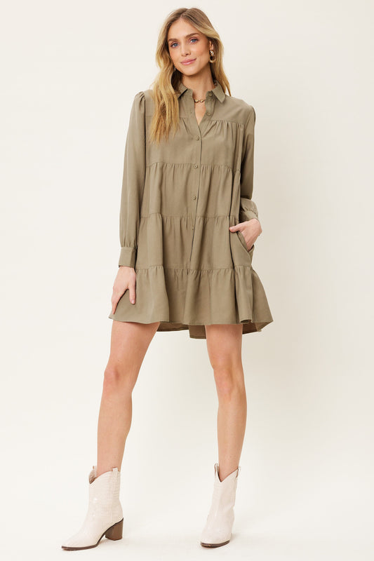 Olive Shirt Dress