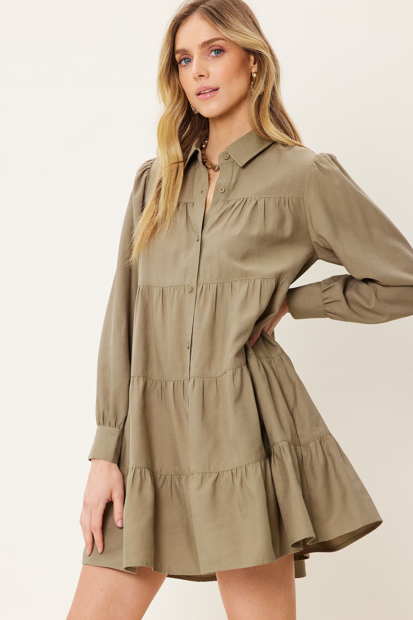 Olive Shirt Dress