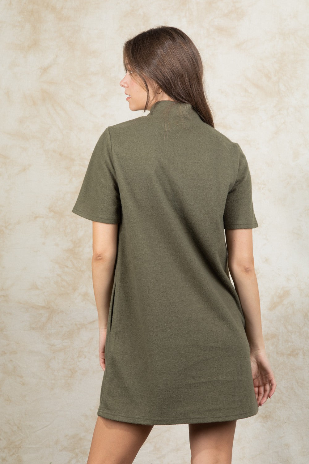 Olive Front Seam Mini Dress