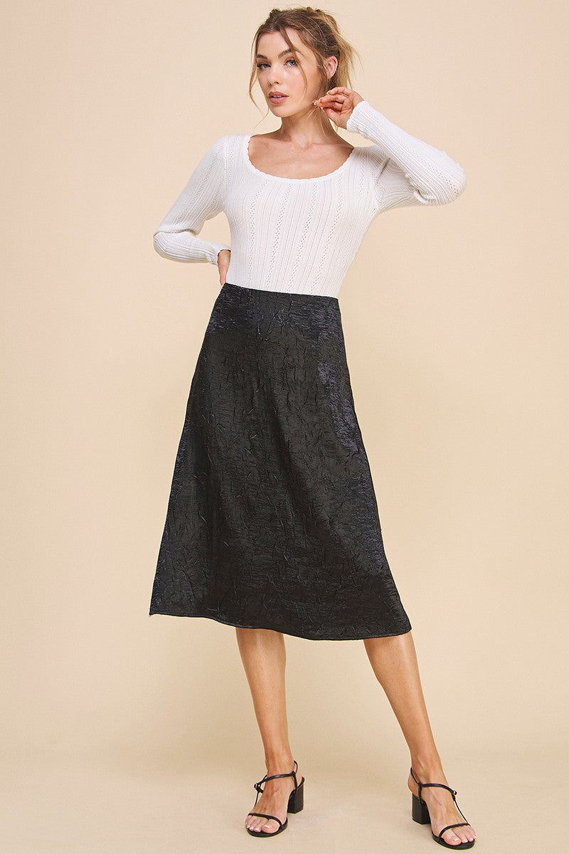 Liquorish Satin Midi Skirt