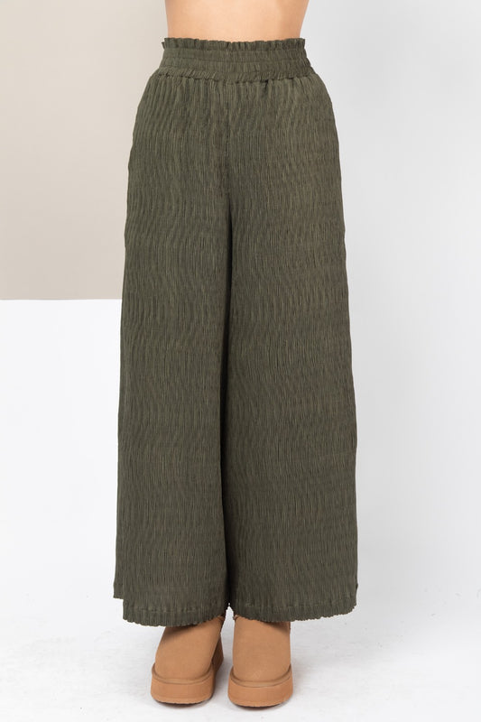 Olive Crinkled Pants