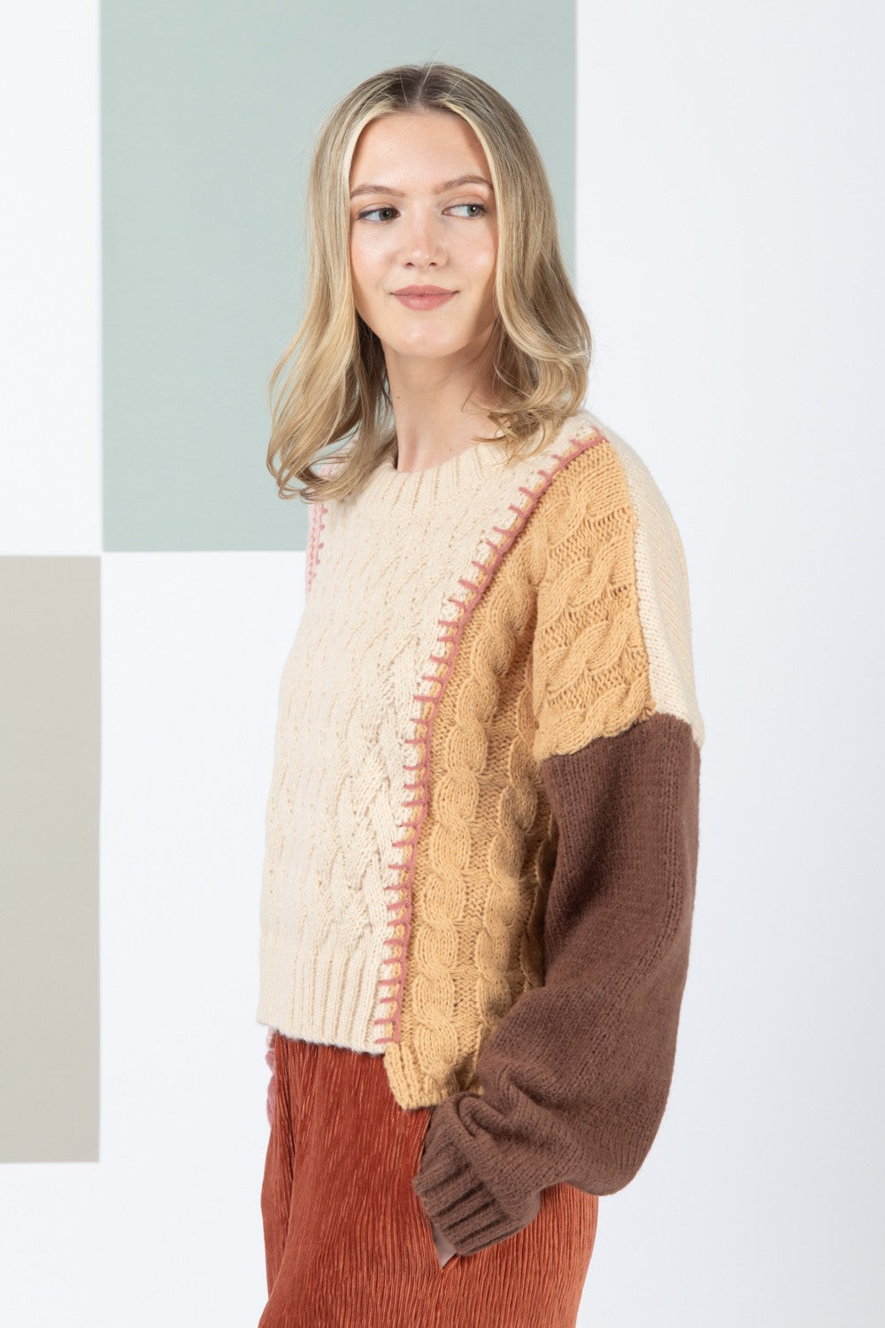 Oatmeal Cable Knit Sweater