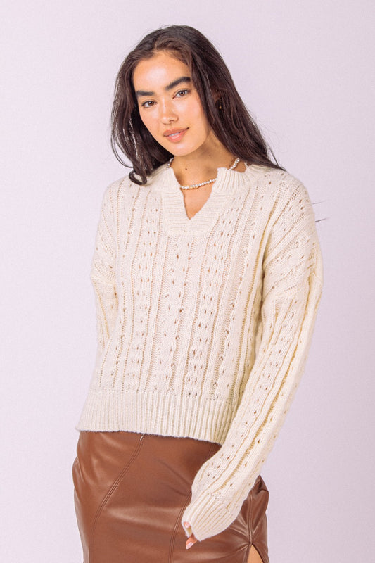 Almond Cable Knit Sweater