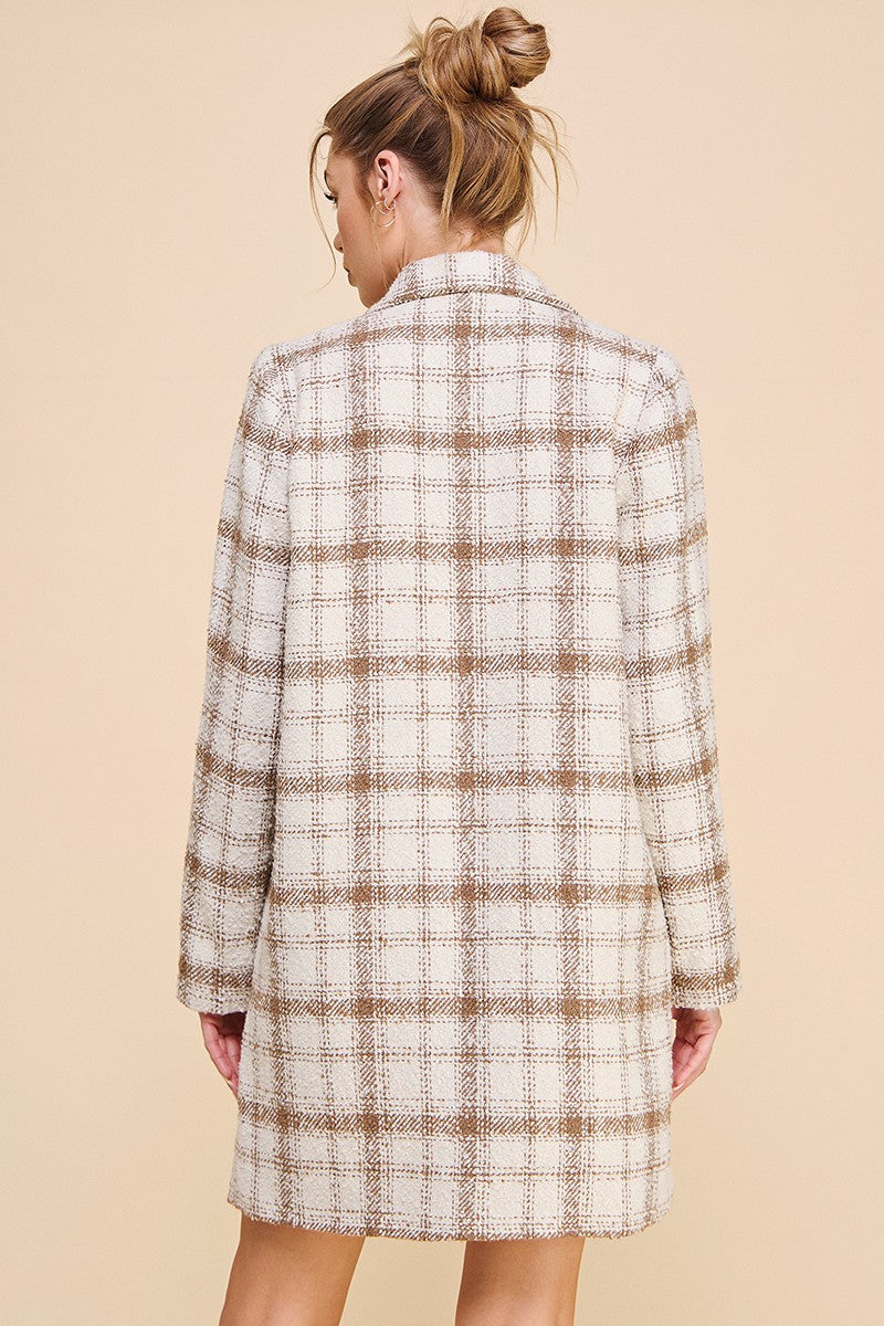 Gingerbread Plaid Boucle Coat