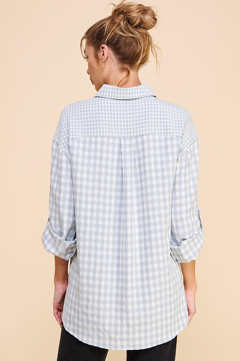 Blue Fog Checkered Blouse