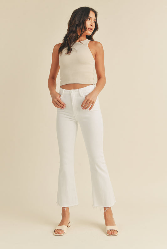 Optic White Crop Flare Jeans