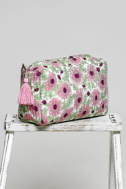 Floral Quilted Tassel Pouch Bag