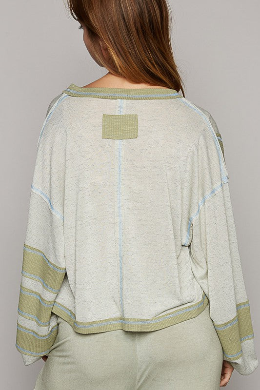 Oversize V-Neck Long Sleeve Top