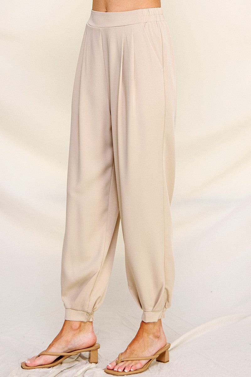 Pale Almond Pleated Pant