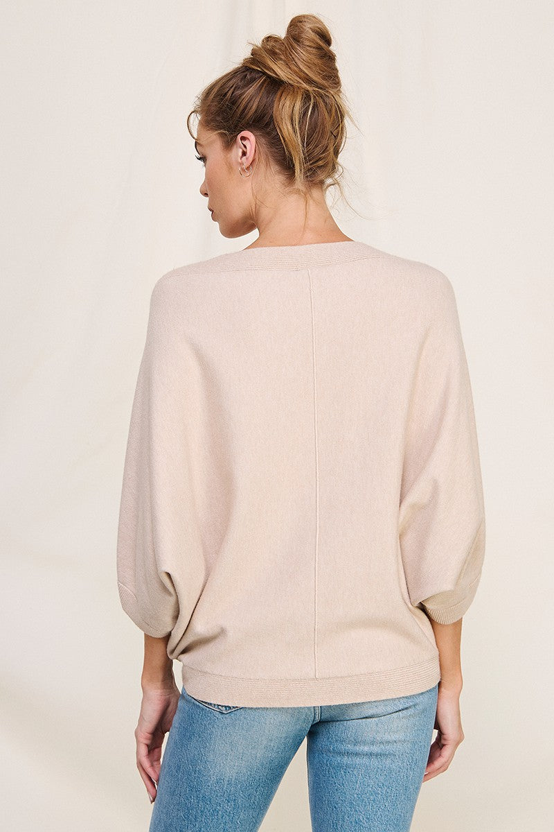 Oatmeal Elbow Sleeve Sweater