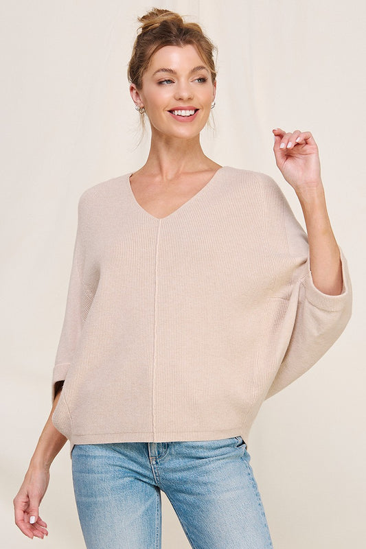 Oatmeal Elbow Sleeve Sweater