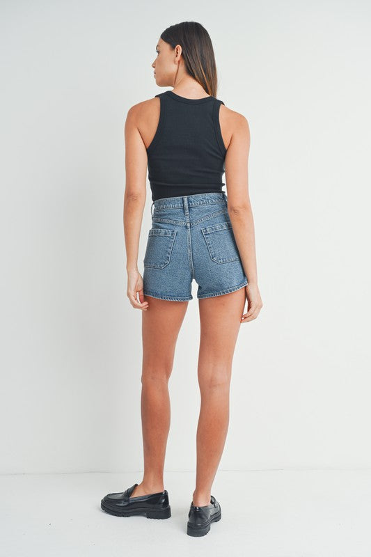 Medium Denim Patch Pocket Short
