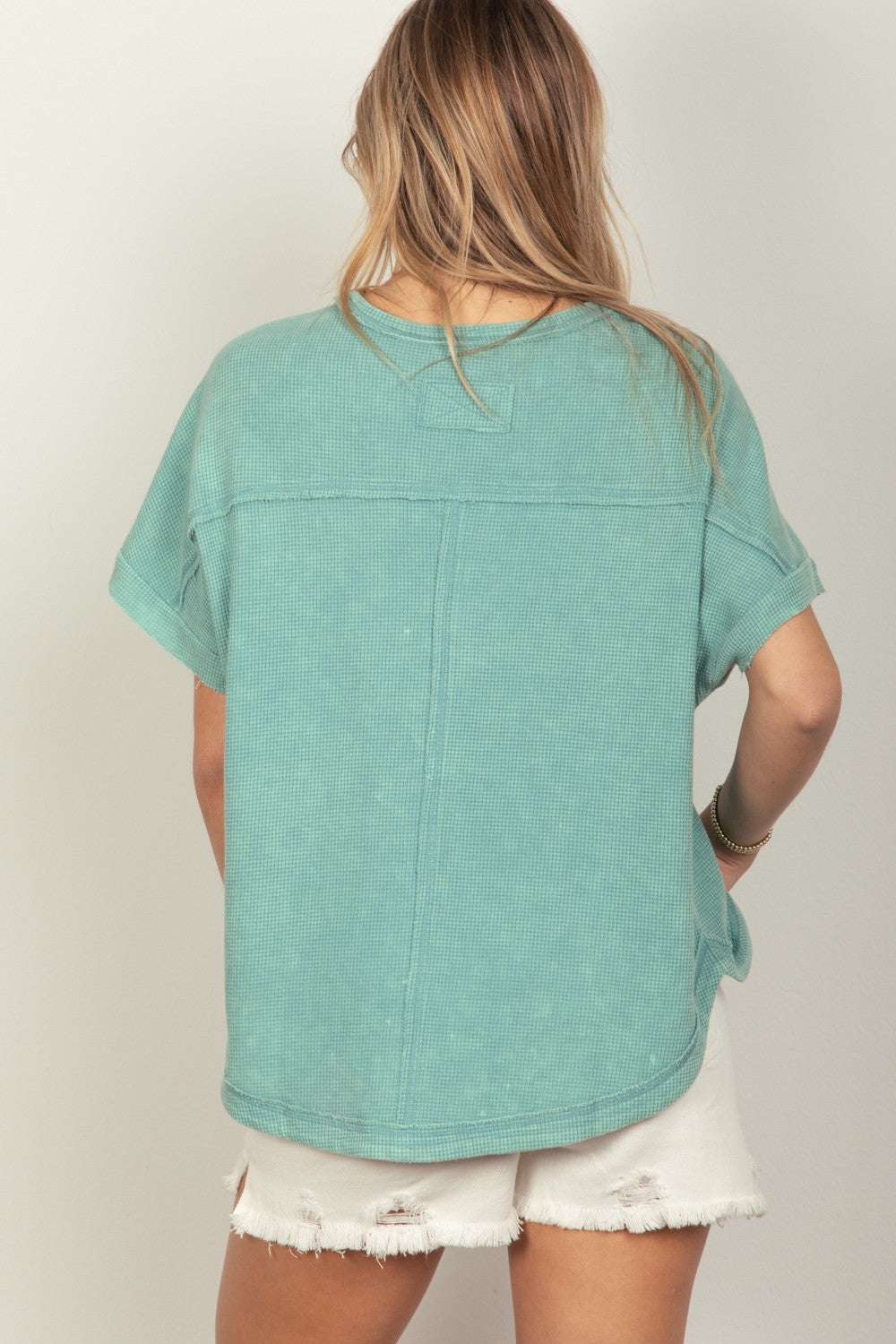 Teal Waffle Top