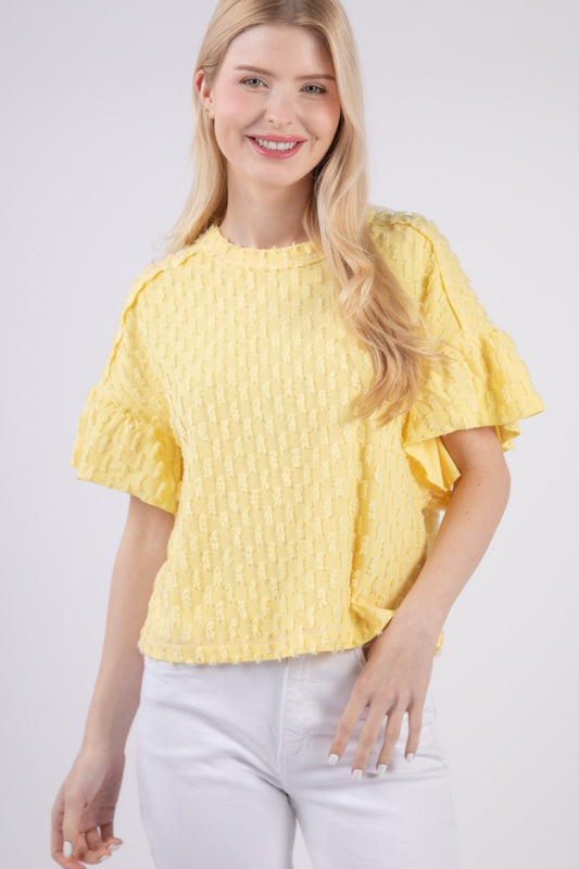 Textured Bell Sleeve Blouse