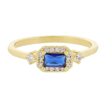18K Gold Plated Baquette crystal outline ring