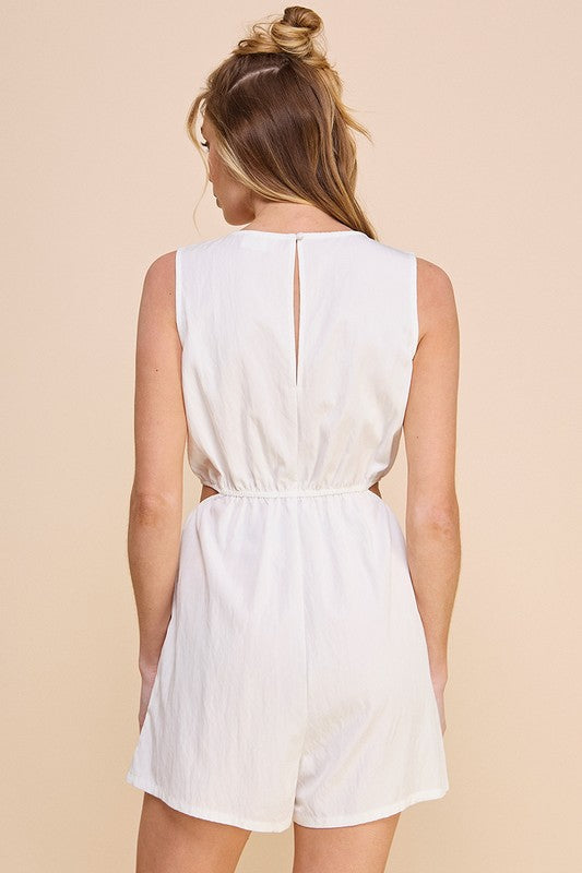 White Flowy Romper w/Cut-Outs