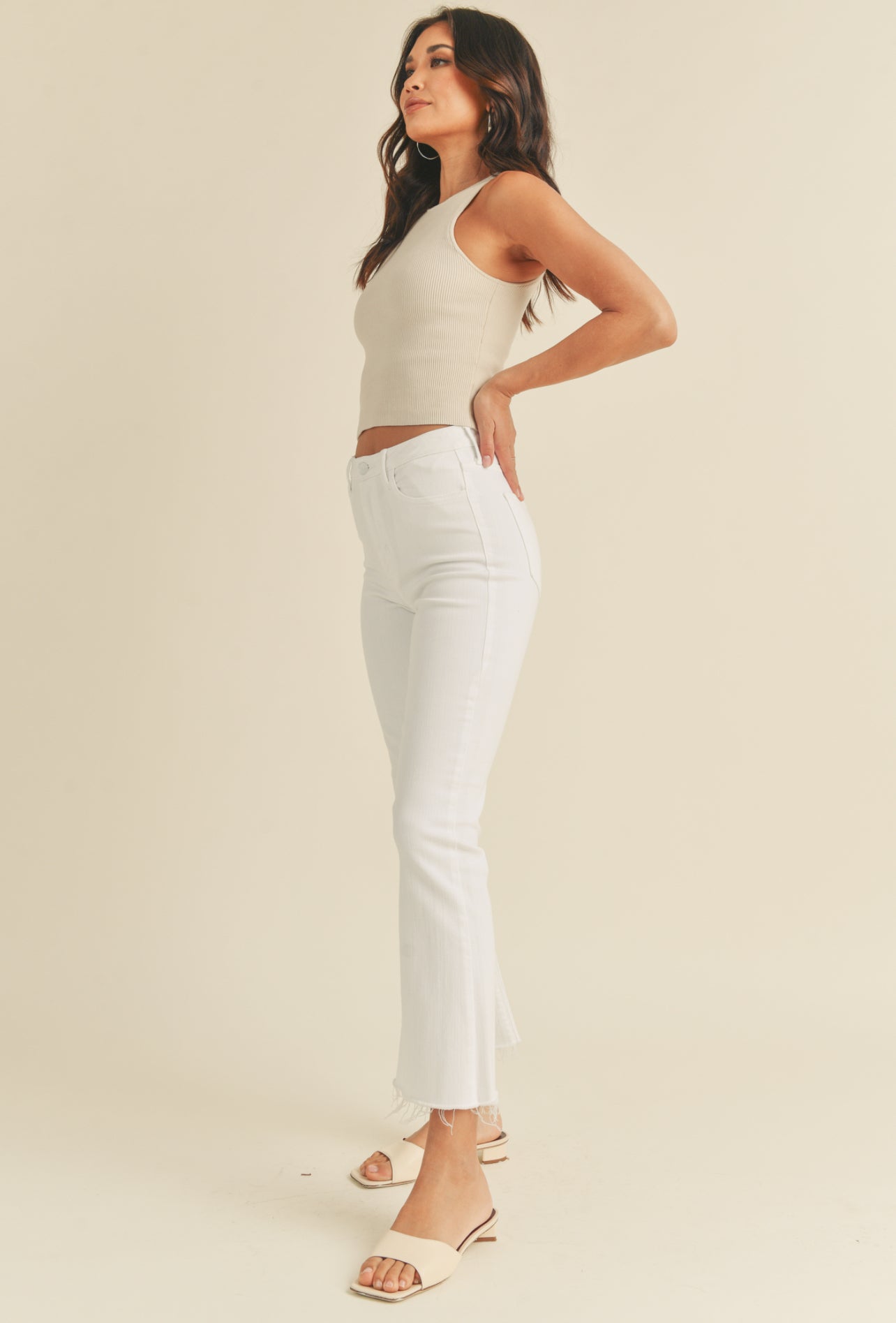 Optic White Crop Flare Jeans