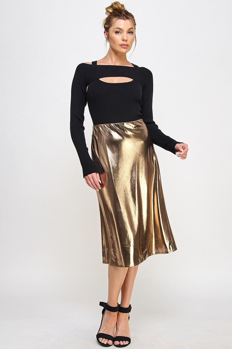 Copper Midi Skirt