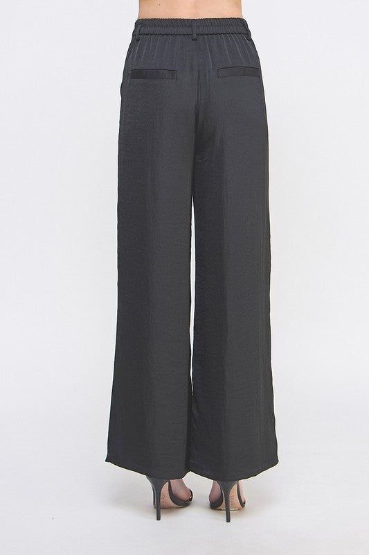 Black Crinkle Satin Pant