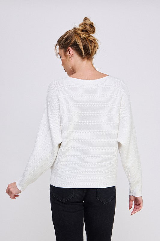 Off White Dolman Cable Knit Pullover