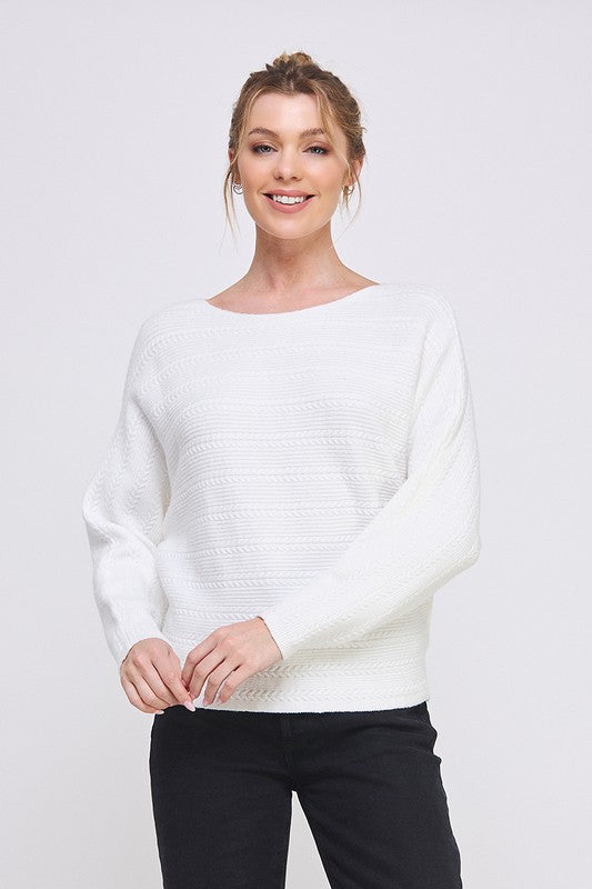 Off White Dolman Cable Knit Pullover