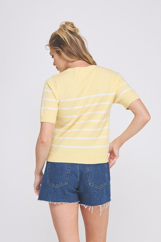 Lemon Soft Striped Top