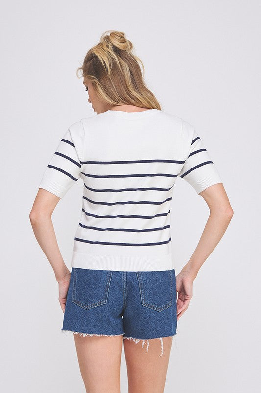 Off White Soft Striped Top