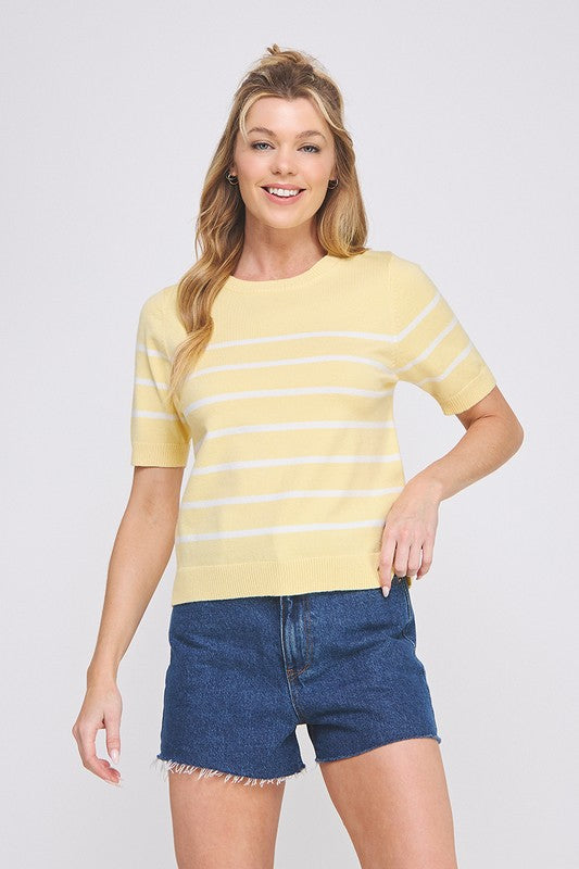 Lemon Soft Striped Top