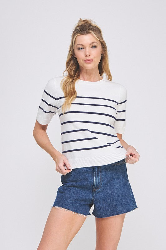 Off White Soft Striped Top