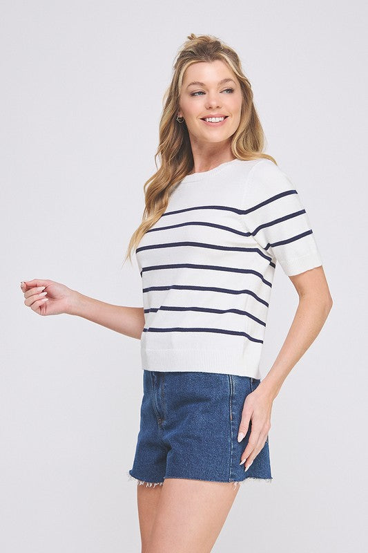 Off White Soft Striped Top