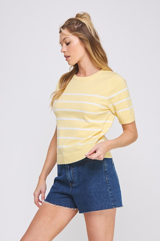 Lemon Soft Striped Top