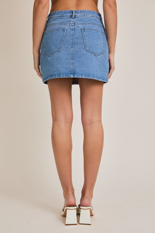 Mid Rise Denim Skort