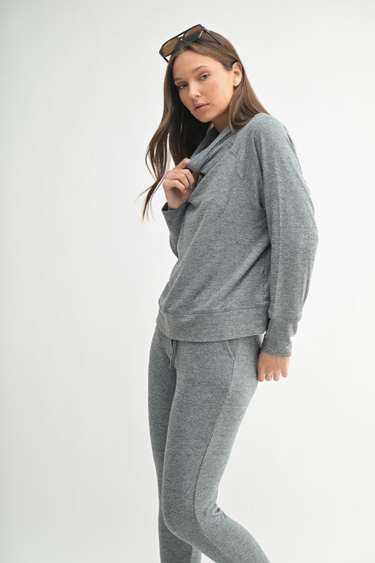 Grey Hacci Cowl Neck Pullover
