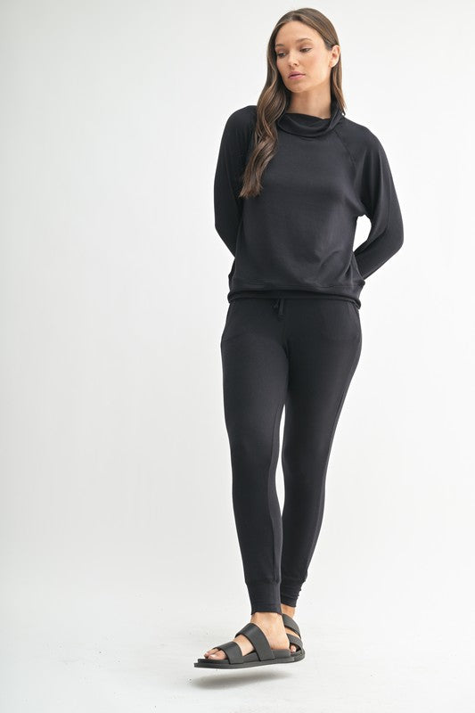 Black Hacci Cowl Neck Pullover