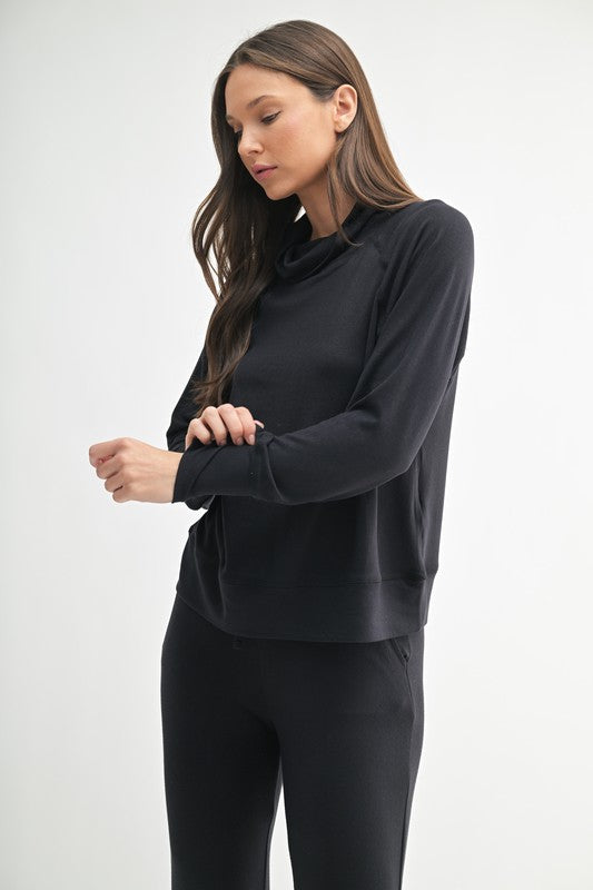 Black Hacci Cowl Neck Pullover