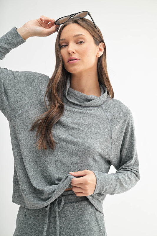 Grey Hacci Cowl Neck Pullover