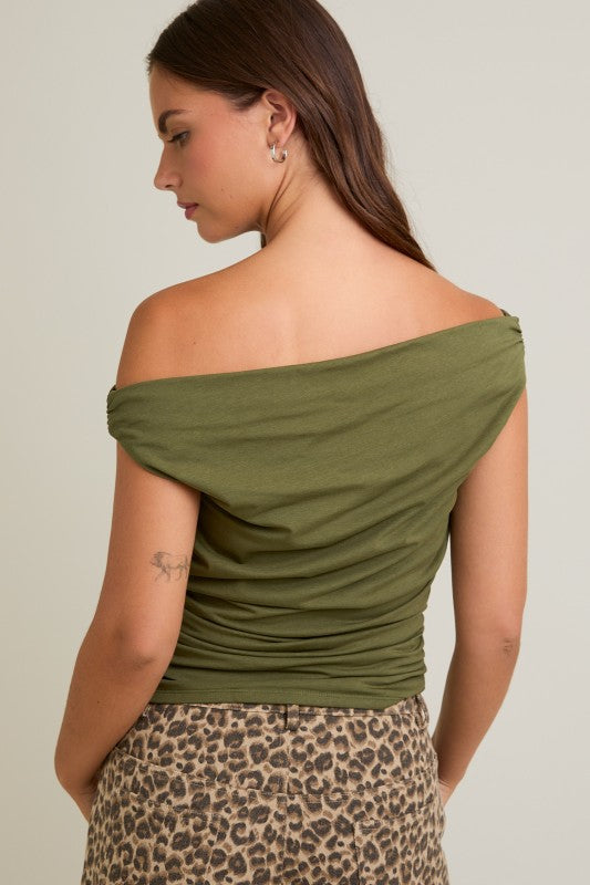 Olive Asymmetrical Top