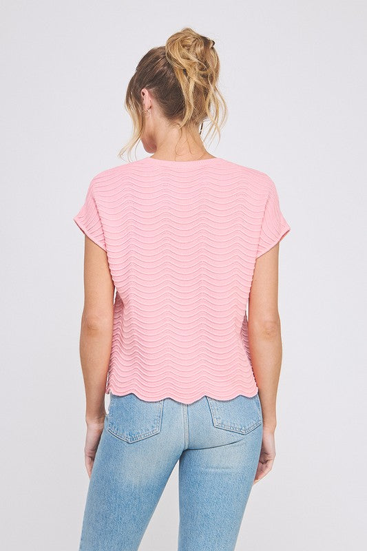 Strawberry Pink Scallop Top