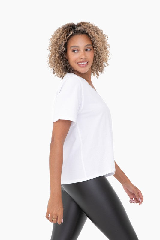White Cotton Blend Tee