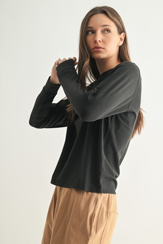 Black Cotton Long Sleeve